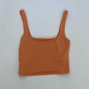 orange square neck cropped tank top